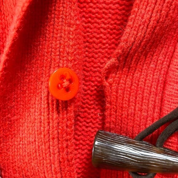 Ralph Lauren, LRL Orange Hooded Toggle Front Long Cardigan - Picture 6 of 8